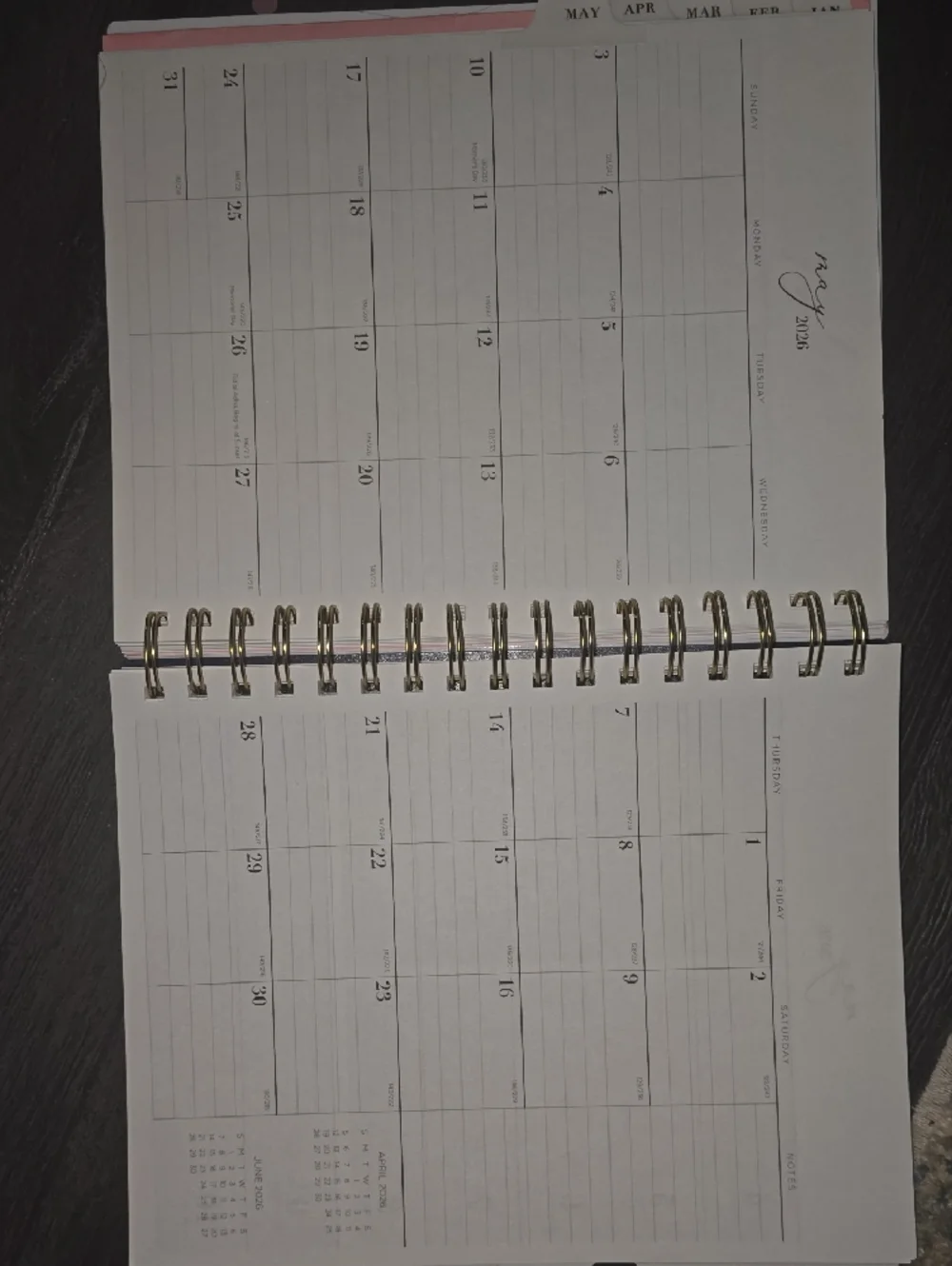 Floral Spiral Planner - Navy with Pink Roses